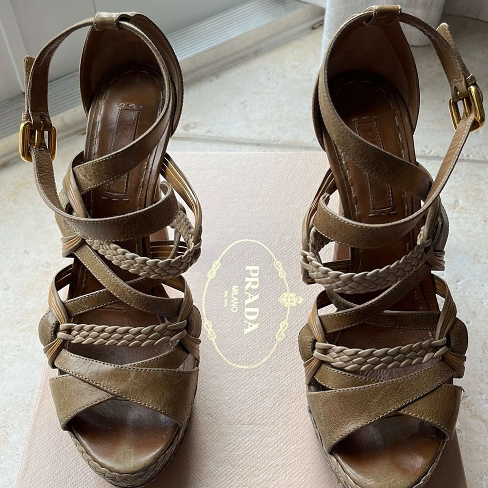 Authentic Prada heels with original box and dust bag.